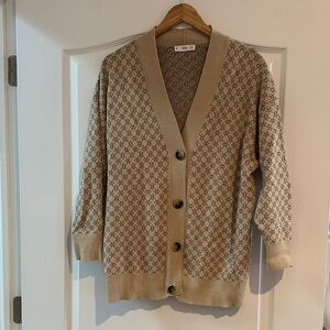 Mango Tan Patterned Knit Cardigan